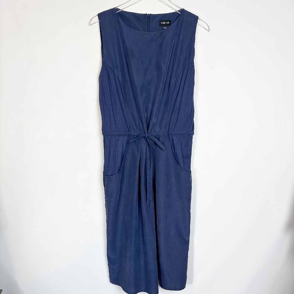 Ronen Chen Navy Sleeveless Pocket Dress Tie Waist Size 5